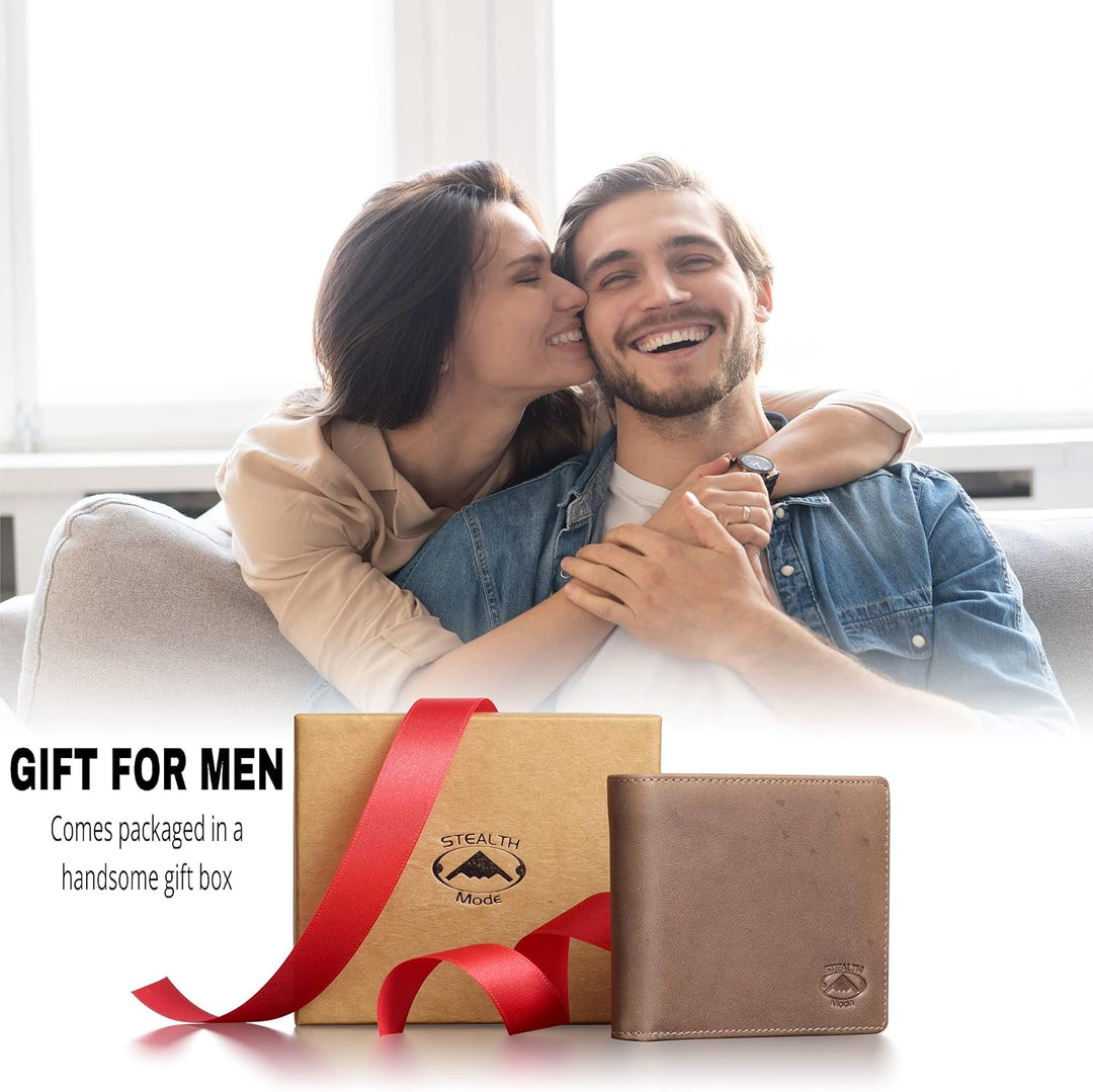 Cartera plegable de piel Stealth Mode para hombre con ventana de id...