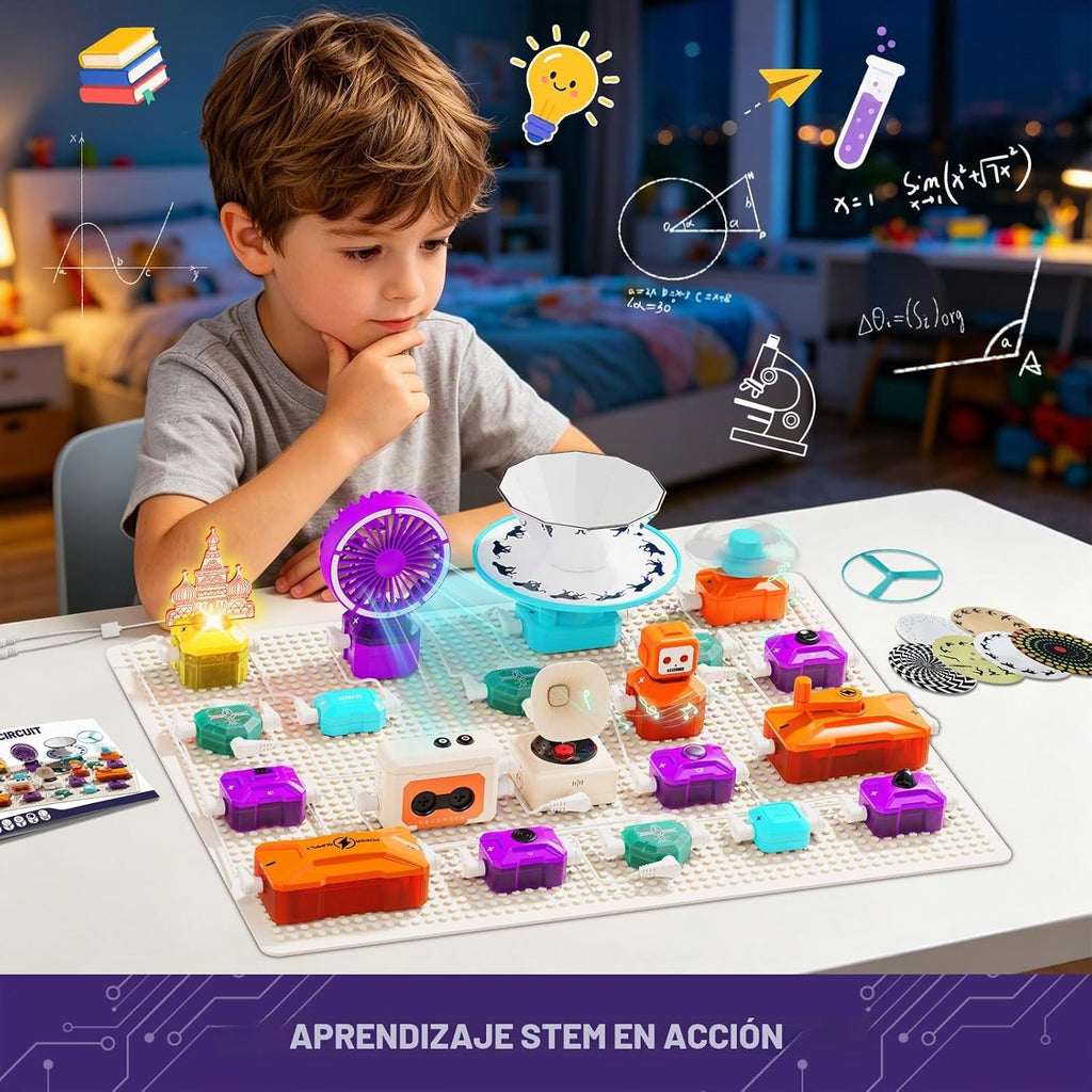 VATOS Circuito científico para niños de 6 a 12 años, kit de construcción electrónica de 68 piezas con más de 450 proyectos STEM, imágenes rotacionales, grabación de sonido y reproducción, juguetes educativos STEM de doble potencia para niños y niñas