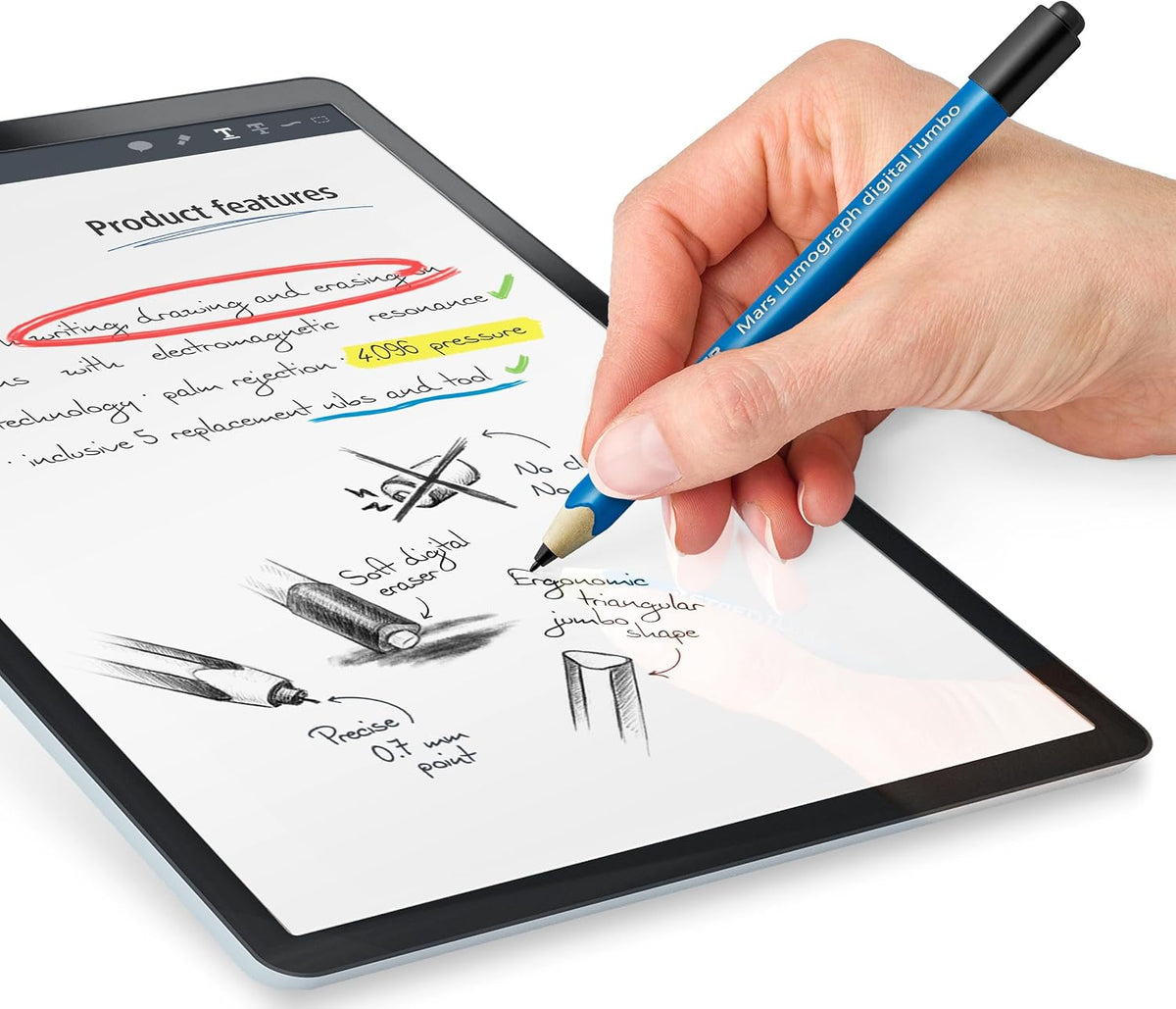 STAEDTLER Lumograph - Lápiz digital jumbo con borrador para pantallas