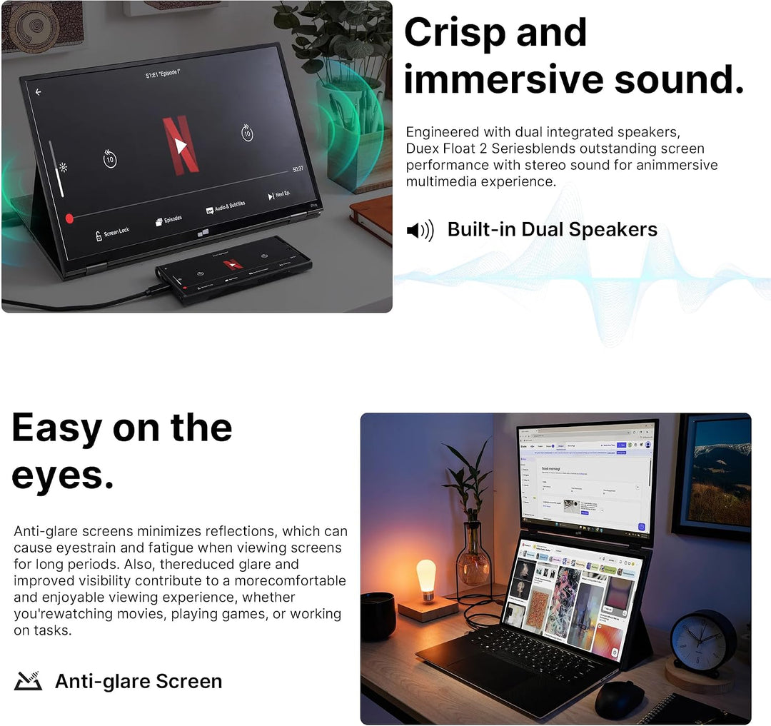 Nuevo Mobile Pixels Duex Float 2.0 Monitor Portátil Apilable, Exten...