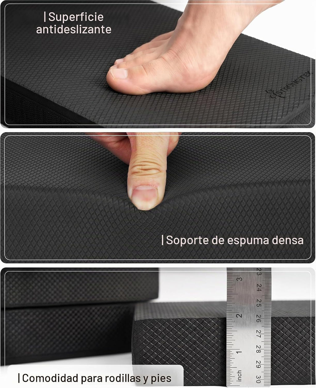StrongTek 2-en-1 Almohadilla de Equilibrio de Espuma y Rodillera, tallas de 15,8 o 19 pulg.