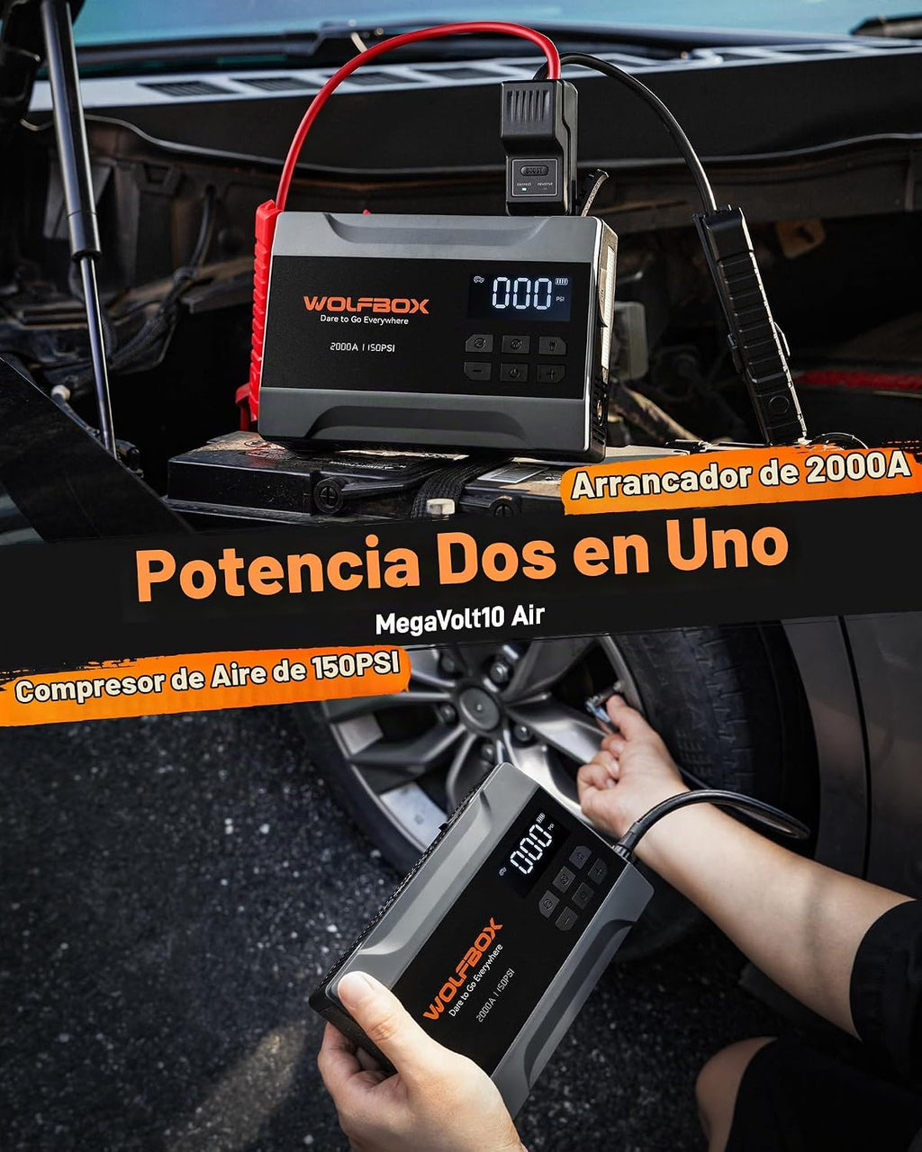 WOLFBOX Arrancador del salto MV10A 2000A con el compresor de aire