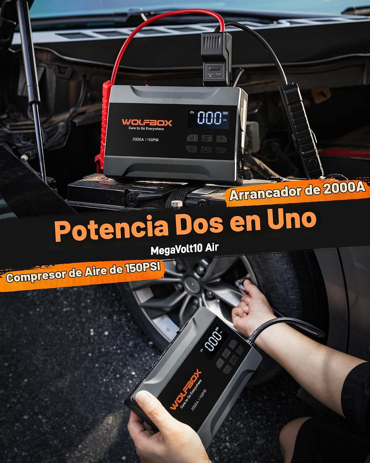 WOLFBOX Arrancador del salto MV10A 2000A con el compresor de aire