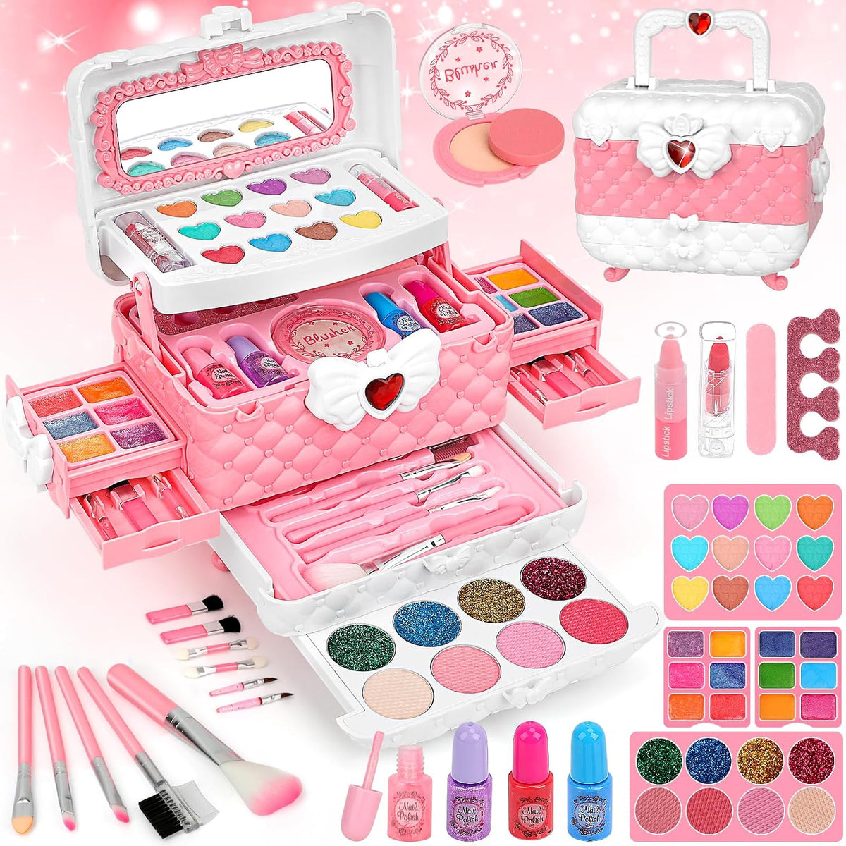 Kit de Maquillaje Lavable para Niños, Juguetes de Maquillaje para Niñas, Juguetes Teensymic para Niñas, Juguetes de Princesa, Regalo de Cumpleaños, Juguetes de Maquillaje para Niñas de 4 a 12 Años