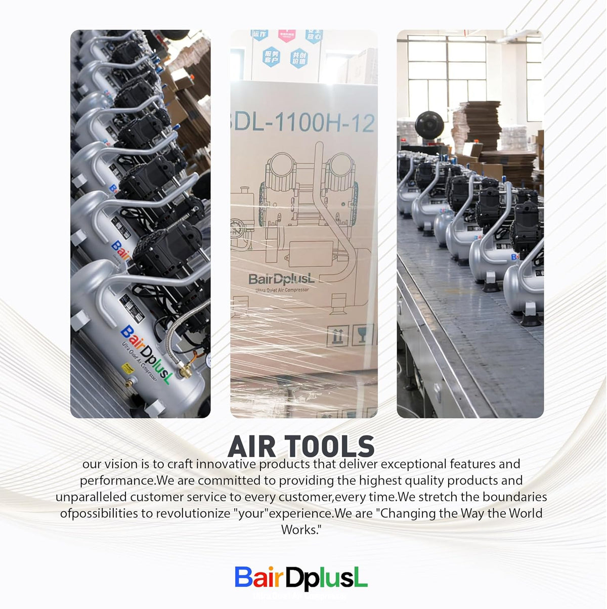 BairDplusL - Compresor de aire ultra silencioso de 8 galones, 110 V...