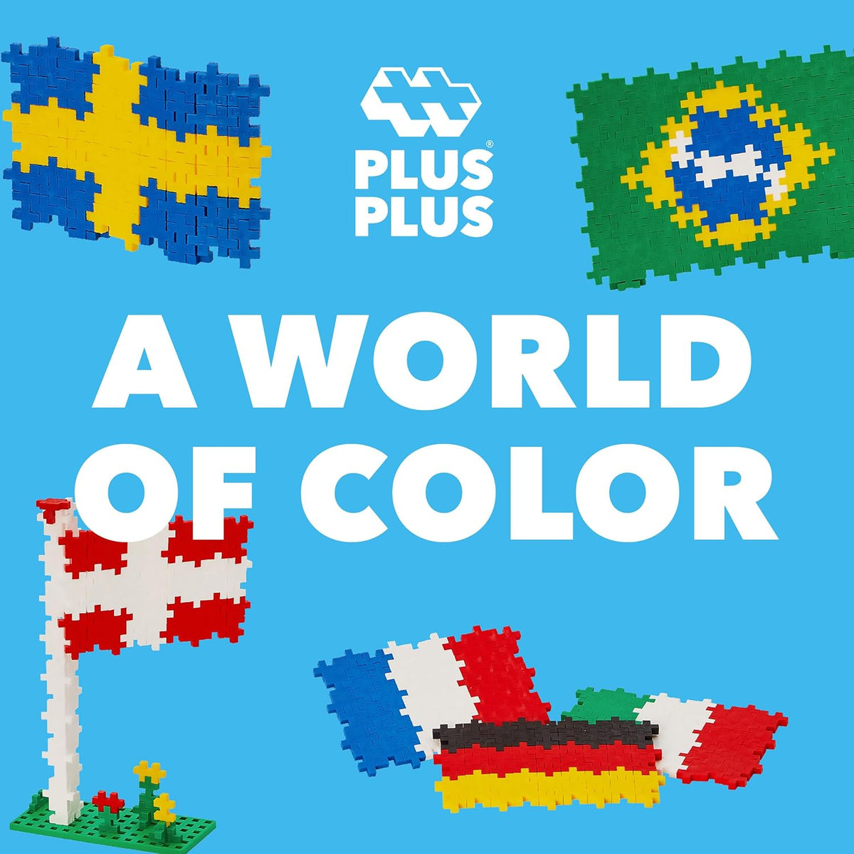 PLUS PLUS Aprende a Construir, Banderas del Mundo - Juego de bloques de