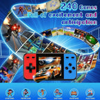 Consola de juegos de mano retro, 240 videojuegos clásicos retro precargados para niños, reproductor de juegos portátil con batería recargable, pantalla LCD de 3.0 pulgadas, jugador de bolsillo, juegos de viaje Arcade