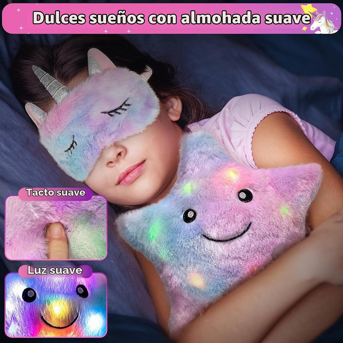 Regalos de unicornios para niñas de 5, 6, 7, 8, 9, 10+ años, juego de juguetes para niñas adolescentes, regalos de cumpleaños, Navidad, juguetes de unicornio con almohada de estrella de felpa suave