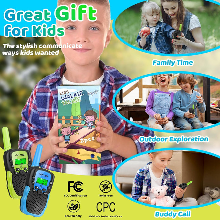 Vvinca Rechargeable Walkie Talkies for Kids 4 Pack, 5-7 Year Old Bo...