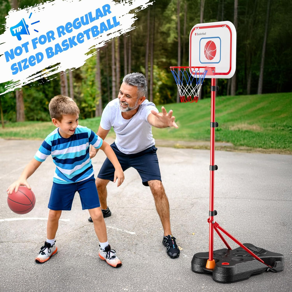 HopeRock - Juego de aro de baloncesto 2 en 1 para niños y pelota en T