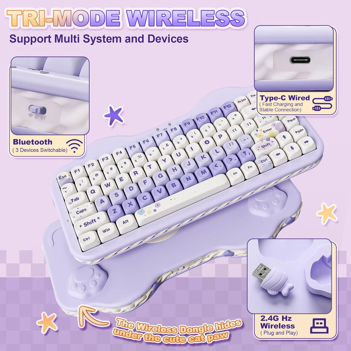YUNZII C75 Teclado mecánico inalámbrico, diseño de 75%, intercambia...