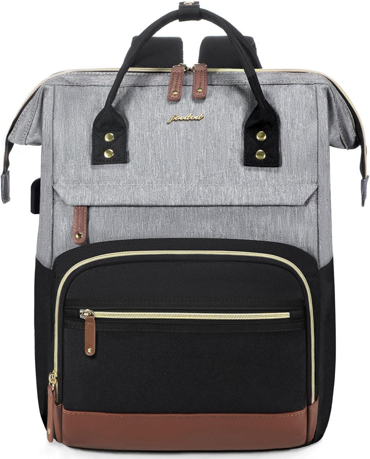 Focdod Mochila para laptop Bolsa de viaje para mujer, 7-negro gris...