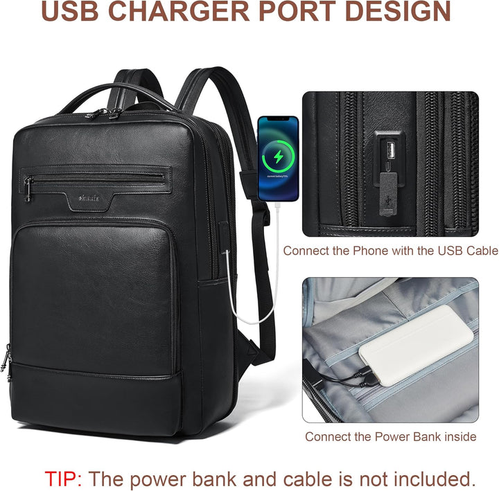 Mochila de cuero Shrrie para laptop para mujeres y hombres, mochila...