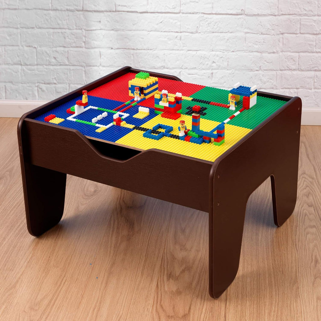 KidKraft Mesa de actividades superior reversible 2 en 1 con 200 ladrillos