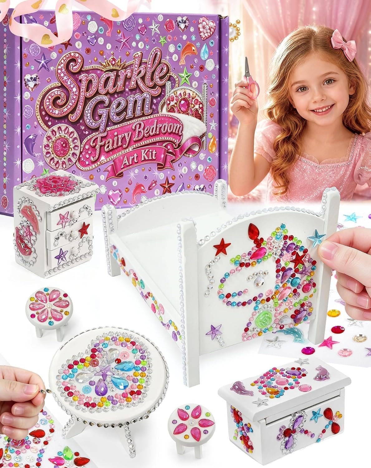 iland Kit de arte de gemas para dormitorio de 6 a 8 años, regalos de