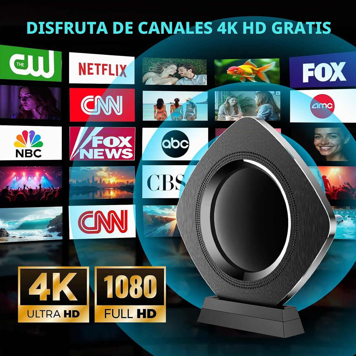Antena de TV para Smart 6000+Miles, la mejor antena digital para interiores