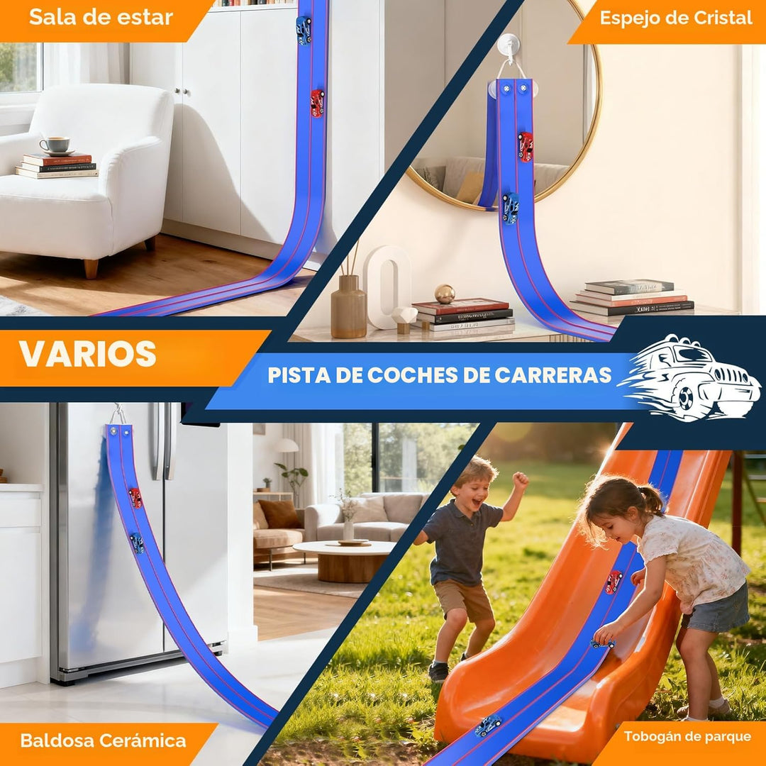 DKOXT Pista de carreras flexible de 15 pies para niños, juego de pi...