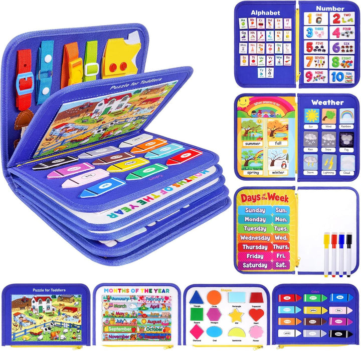Juguetes Montessori de tablero ocupado para niños pequeños, libro e...