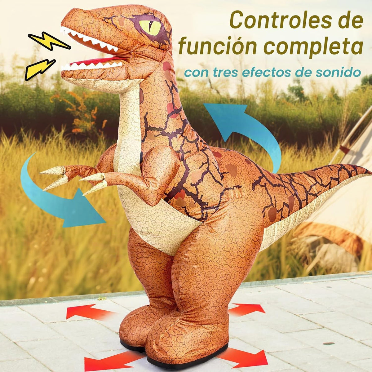 dinosaurio inflable de 2.4GHz RC, dinosaurio eléctrico del juguete