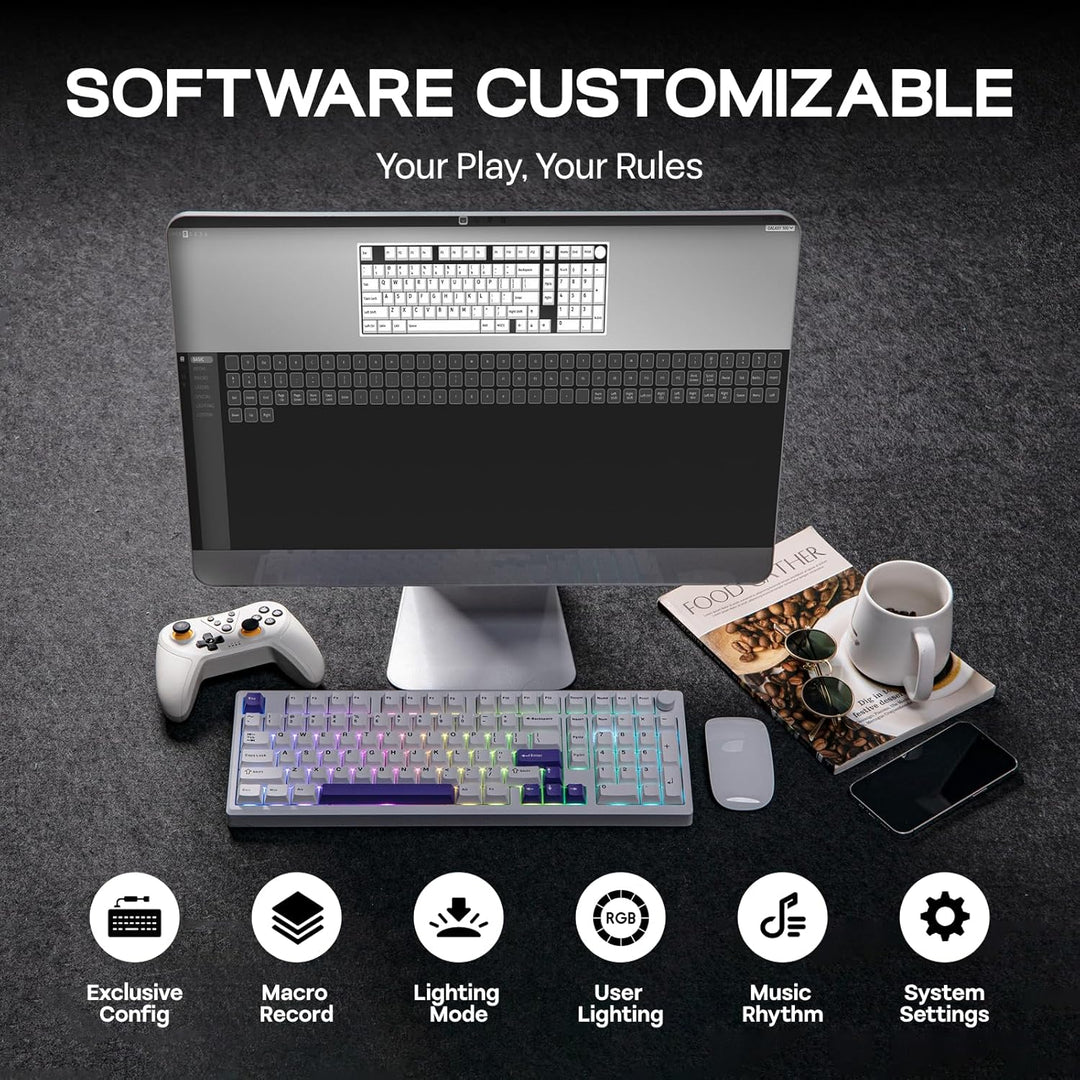 EPOMAKER Galaxy100 QMK\/VIA - Teclado inalámbrico para juegos, carc...