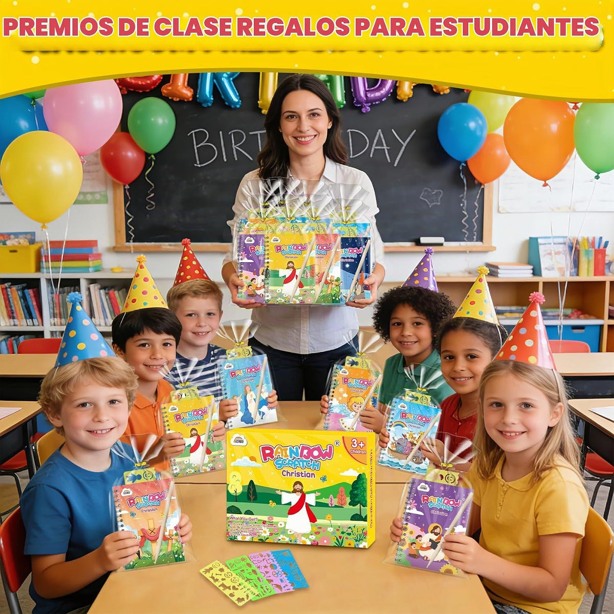 ZMLM Paquete de 24 cuadernos con diseño de arco iris para niños, recuerdos