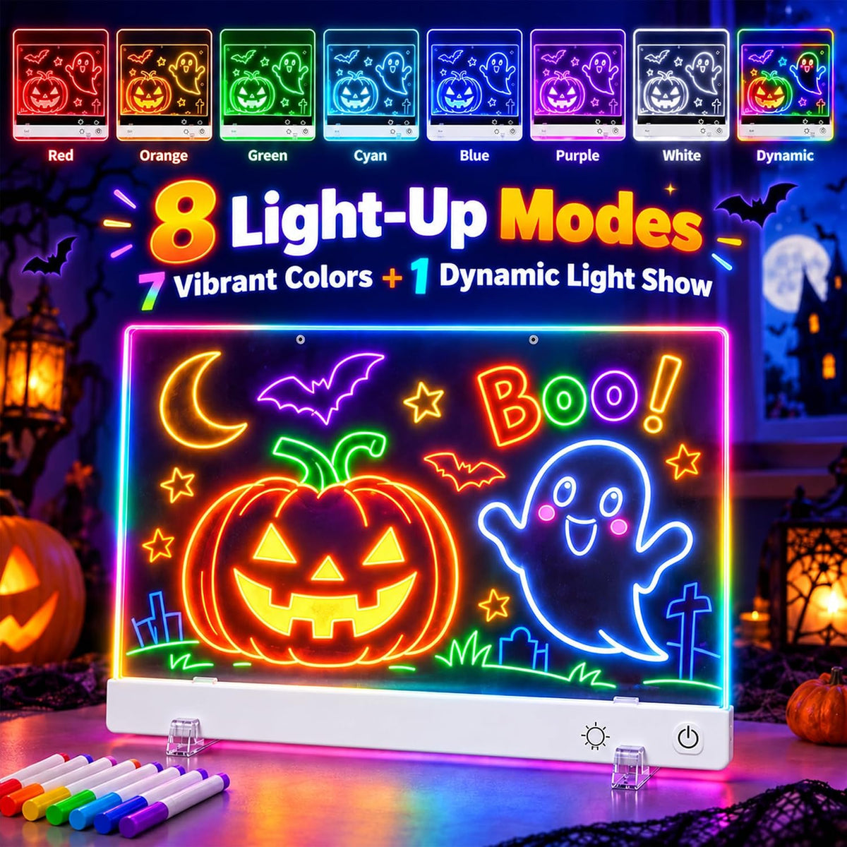 Tablero de dibujo LED recargable de 16 pulgadas | Manualidades de Halloween