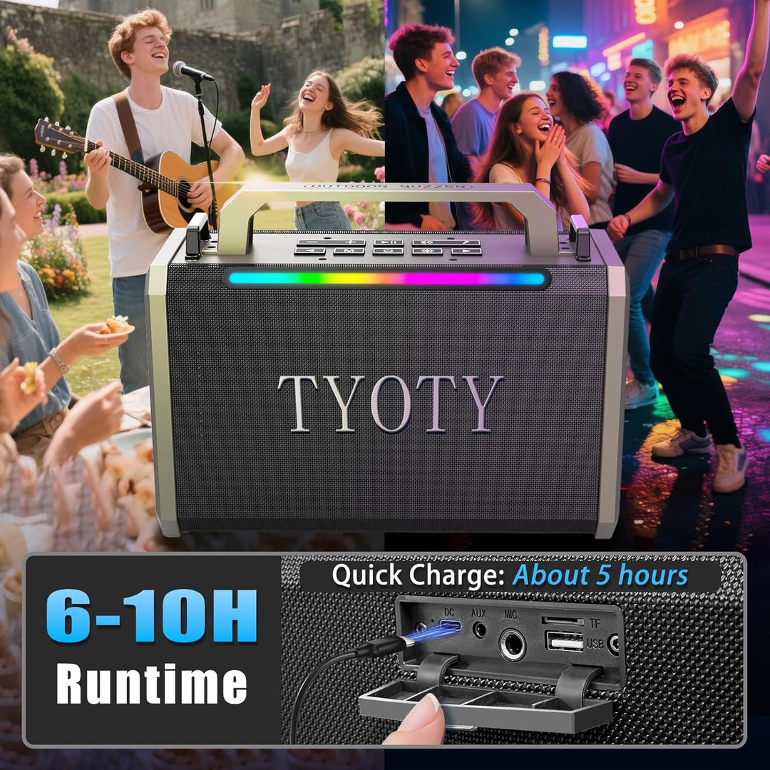TYOTY Altavoz Bluetooth portátil de 80 W, sonido estéreo inalámbric...