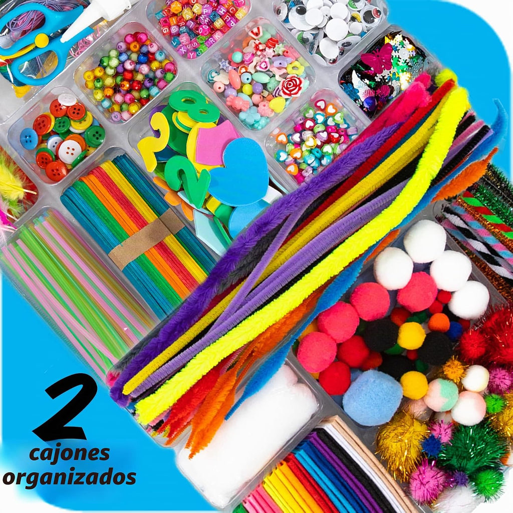 Suministros de artes y manualidades para niños, más de 1600 piezas de kits de manualidades para niños, proyecto de manualidades escolares de bricolaje para niños de 4, 5, 6, 7, 8 a 12 años, regalos de Navidad para niñas y niños, manualidades para niñas de