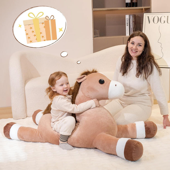 Jrystar Animales de peluche de caballo gigante de 51 pulgadas, almo...
