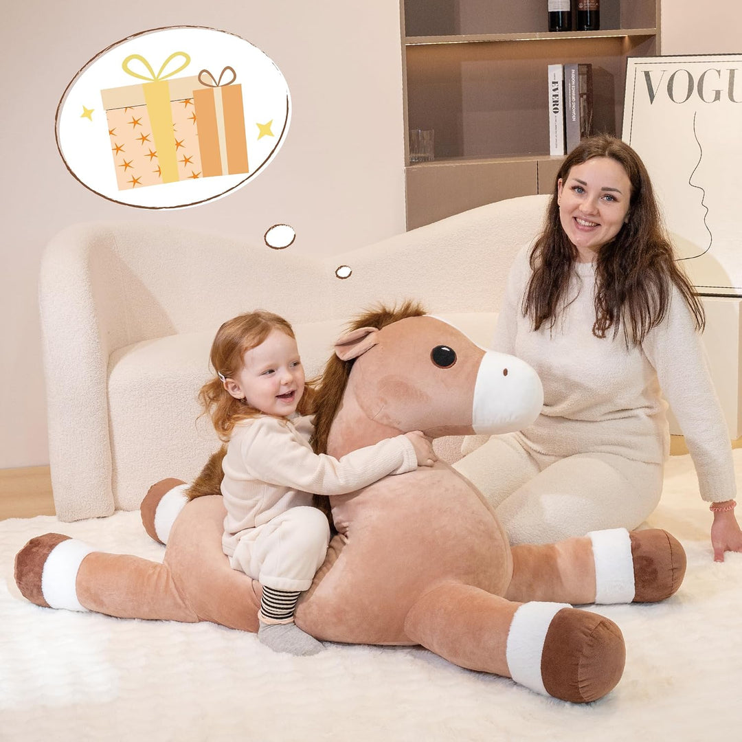 Jrystar Animales de peluche de caballo gigante de 51 pulgadas, almo...
