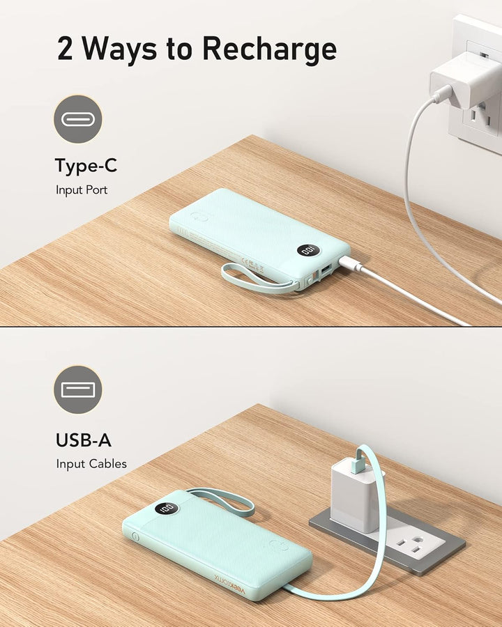 VEEKTOMX Cargador portátil con cables integrados, banco de energía...