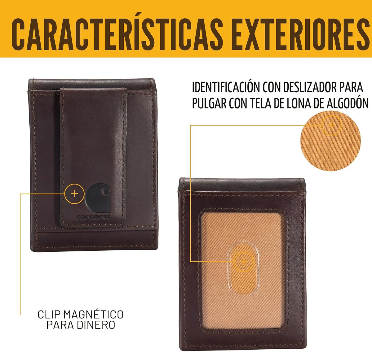 Cartera Carhartt Oil Tan de Cuero con Bolsillo Frontal Marrón