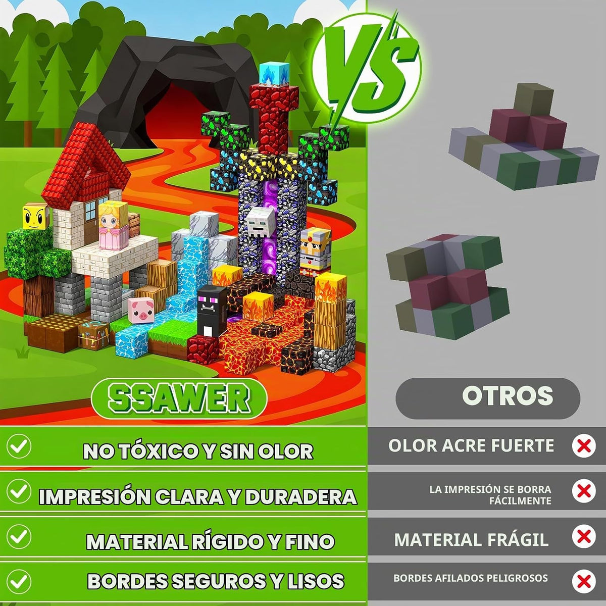 208 bloques magnéticos, cubos de construcción, juguetes de regalo