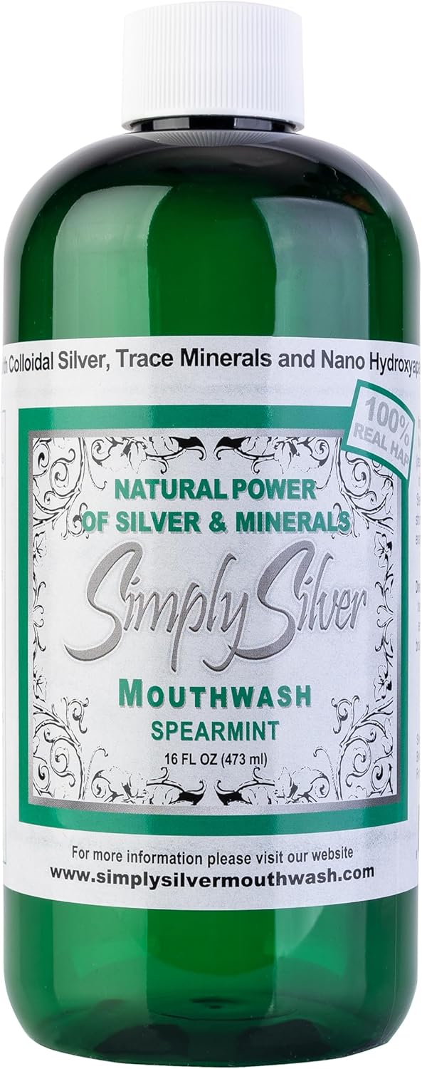 Simply Silver Mouthwash Sabor a menta verde - Fórmula de nano hidro...