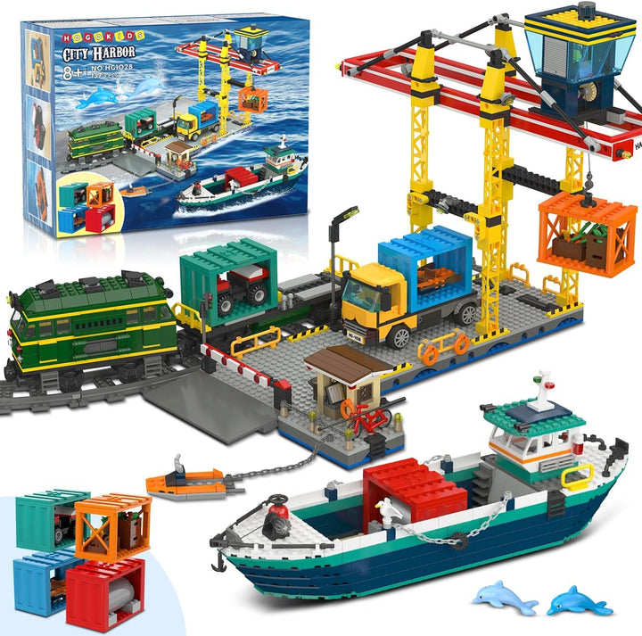 HOGOKIDS City Wharf - Juego de construcción con grúa