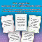 200 tarjetas de conversación para niños de 5 a 13 años; divertido juego de