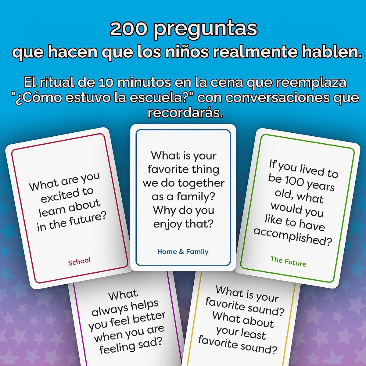 200 tarjetas de conversación para niños de 5 a 13 años; divertido juego de