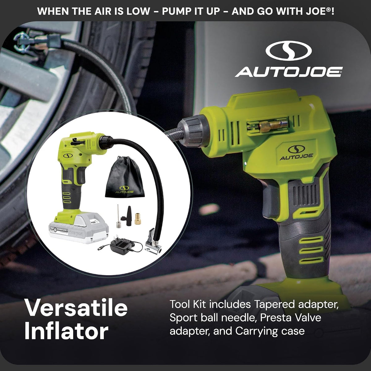 Auto Joe - Kit de compresor 24V-AJC-LTE de aire portátil inalámbric...