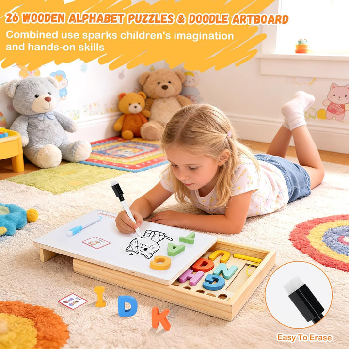 LIOKLICK Juguetes Montessori de madera 4 en 1 con caja de