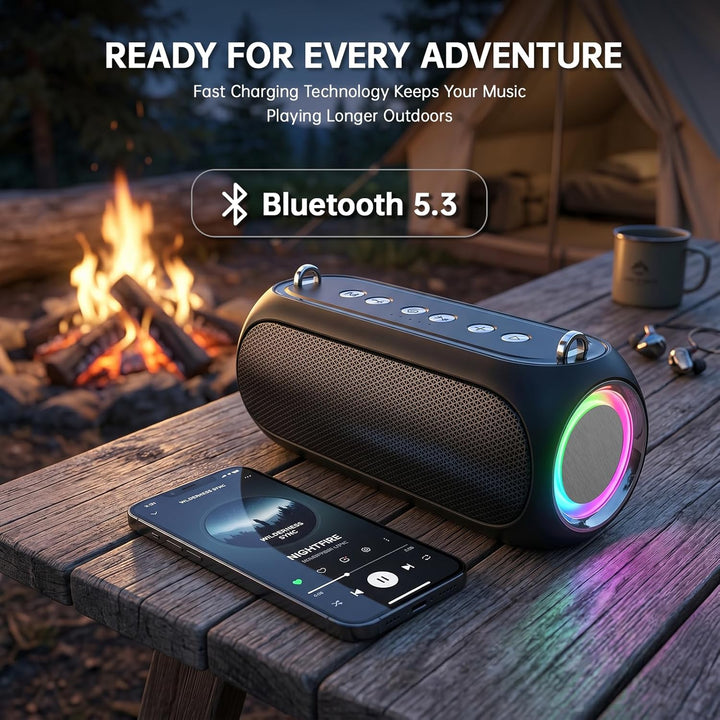 Halokin Altavoz Bluetooth portátil con luz TWS y RGB, reproducción...