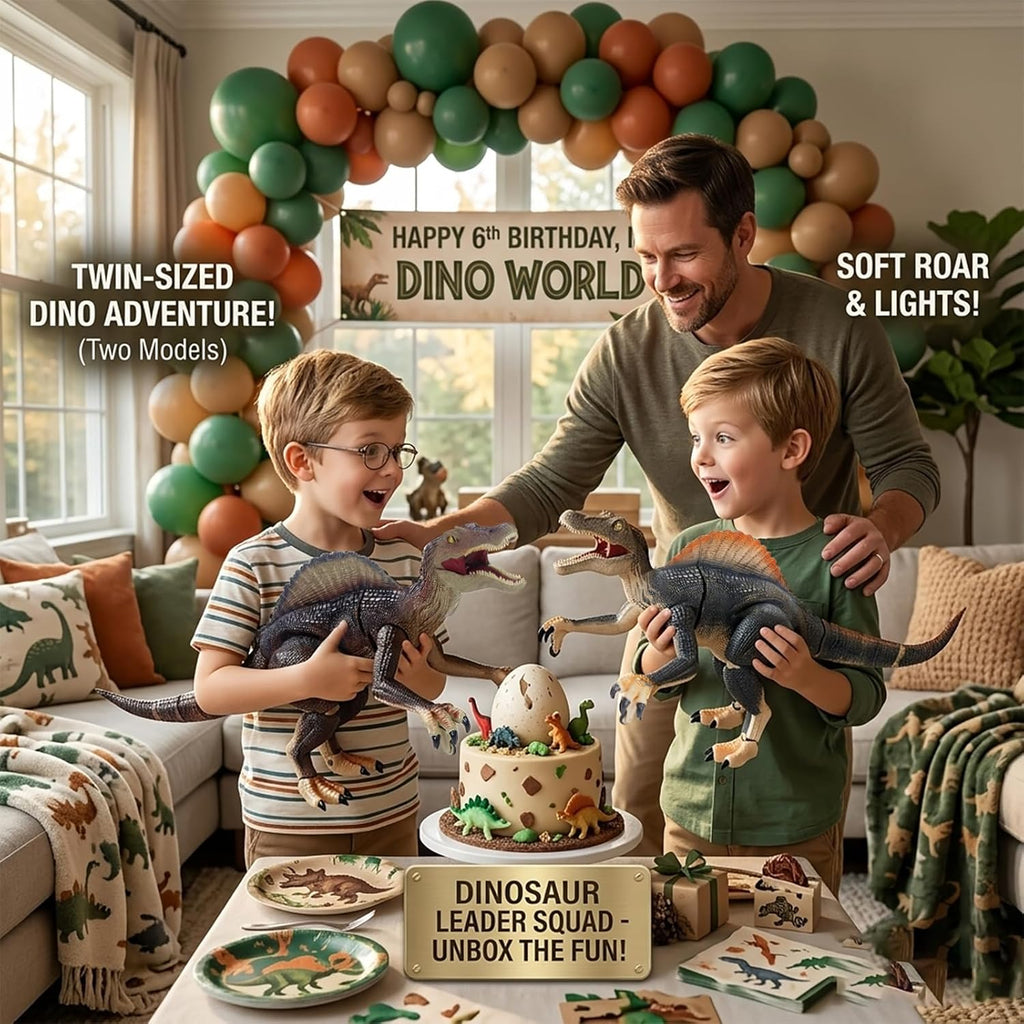 Juguetes de dinosaurio con control remoto para niños, juguete electrónico RC Spray Raptor, juguete para caminar, rugiente, espinosaurio jurásico, realista, 18.1 pulgadas, regalo de cumpleaños