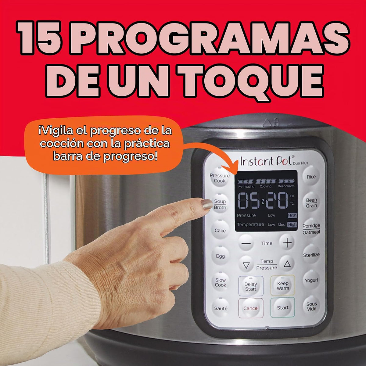 Instant Pot Duo Plus 6 Qt 9 in 1 Olla de presión multiuso programable, olla de cocción lenta, arrocera, yogurtera, vaporera, para hervir huevos, sofreír, calentar y esterilizar