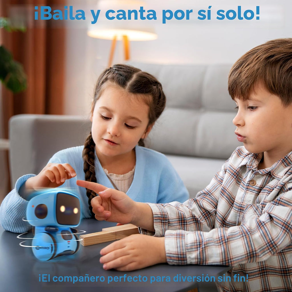 Contixo R1 - Robot de juguete para niños, robots inteligentes interactivos azules con control de voz, hablar, bailar, aprendizaje, sensor táctil, juguete portátil educativo compacto para niños y niñas de 3 a 8 años, regalos de cumpleaños