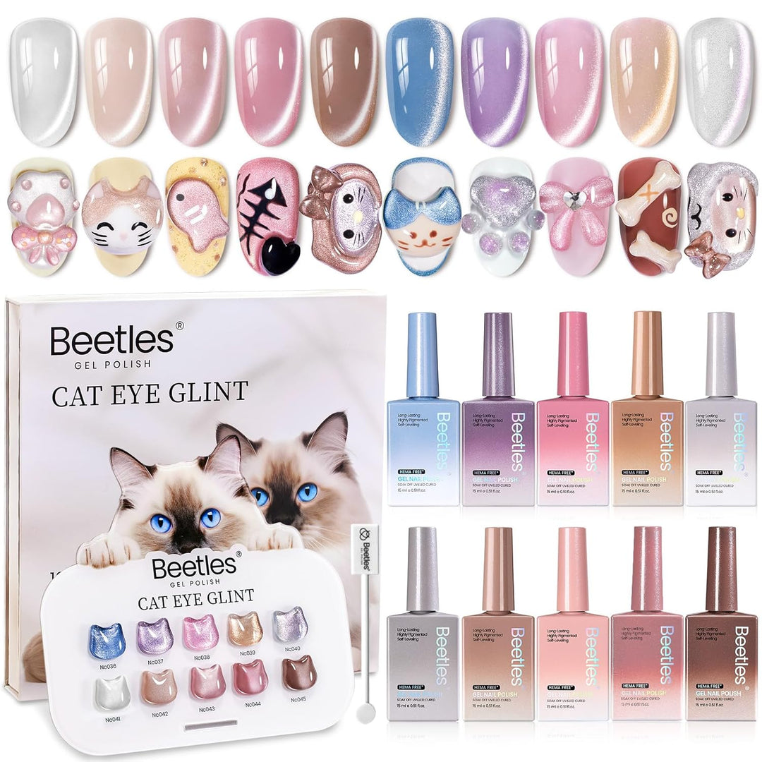 Beetles - Juego de esmaltes de uñas de gel de ojo de gato, 10 color...