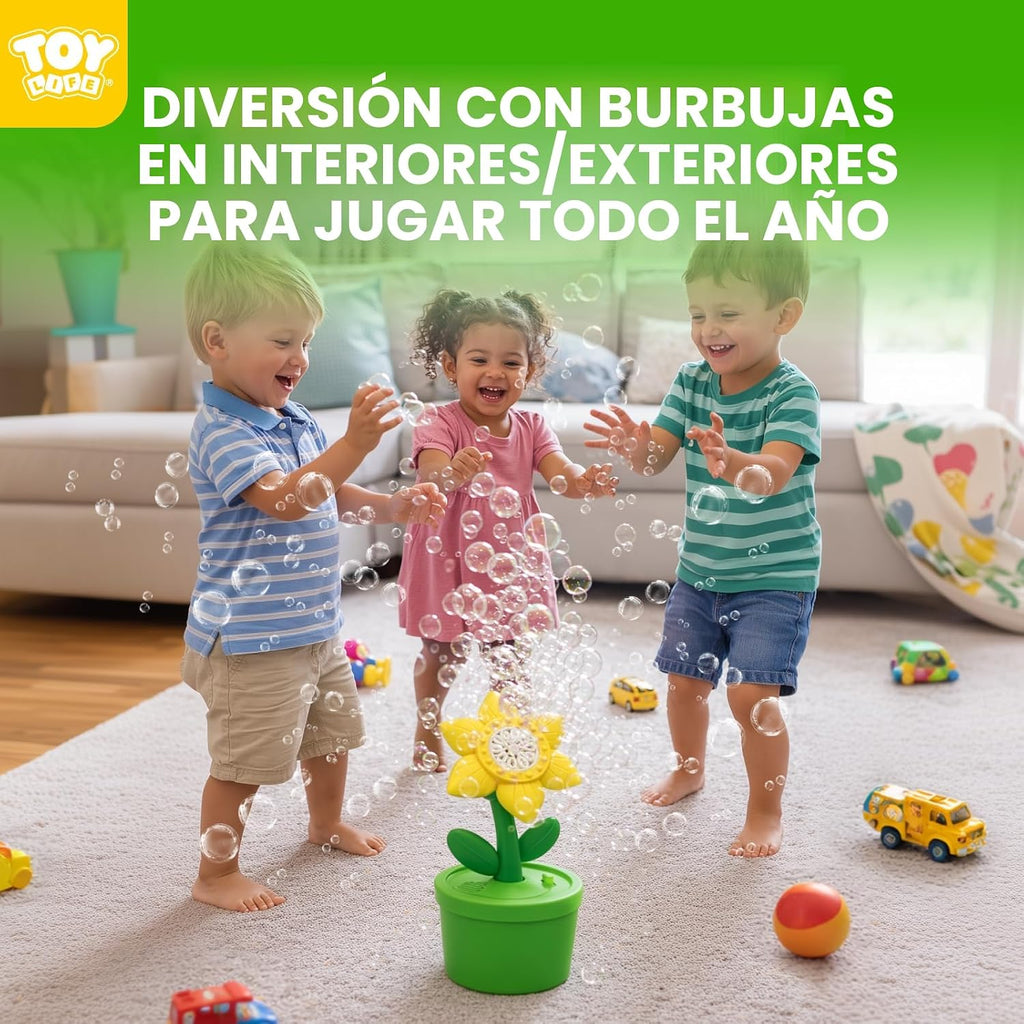 TOY Life Máquina de burbujas Daisy con luces LED y música, juguete de