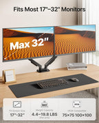 monTEK Brazos de monitor de montaje de monitor dual para pantalla de 17-32"