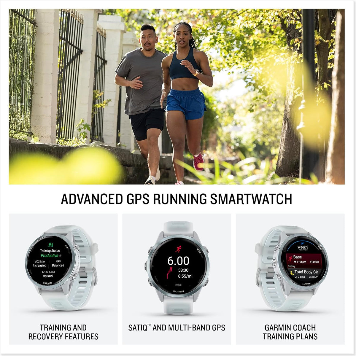 Garmin Forerunner 570 Reloj inteligente para correr 1.654 in (azul nube) Paquete M-XL