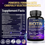 Biotina con ácido hialurónico, queratina y suplementos de colágeno...