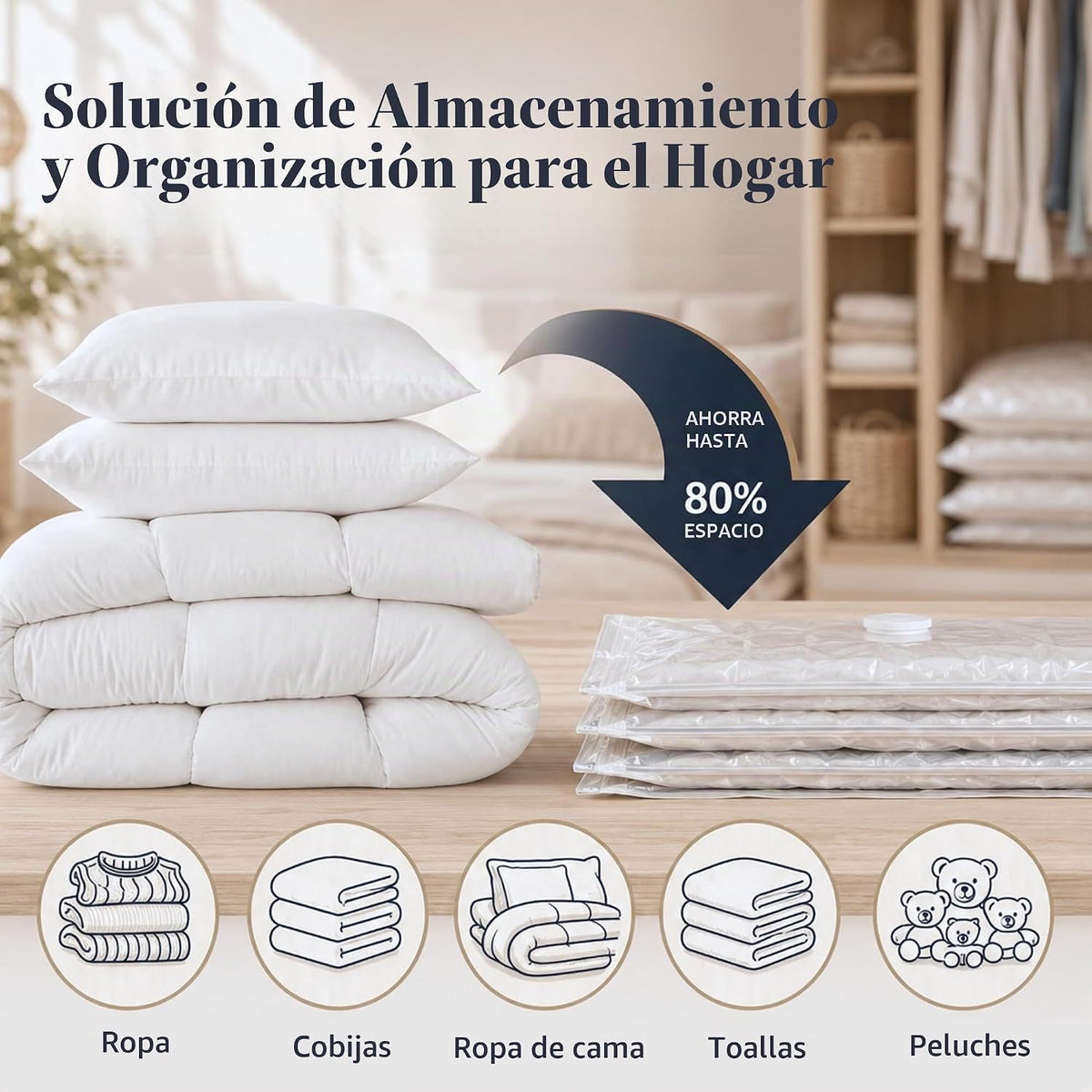 Paquete de 8 bolsas de almacenamiento al vacío XXL y