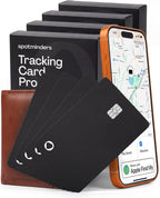 SPOTMINDERS Apple MFi - Cartera para tarjetas de crédito con certificación MFi Pro, paquete de 4 unidades (solo iOS) funciona con Apple Find My Tarjeta de seguimiento recargable para billetera IP68
